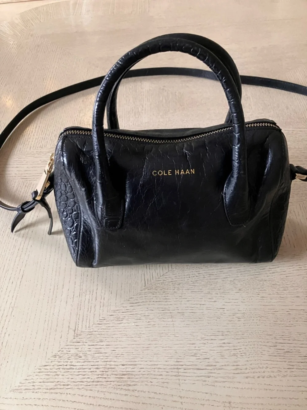 Cole Haan Women’s Black Leather Mini Satchel Crossbody Bag | Every Day Use